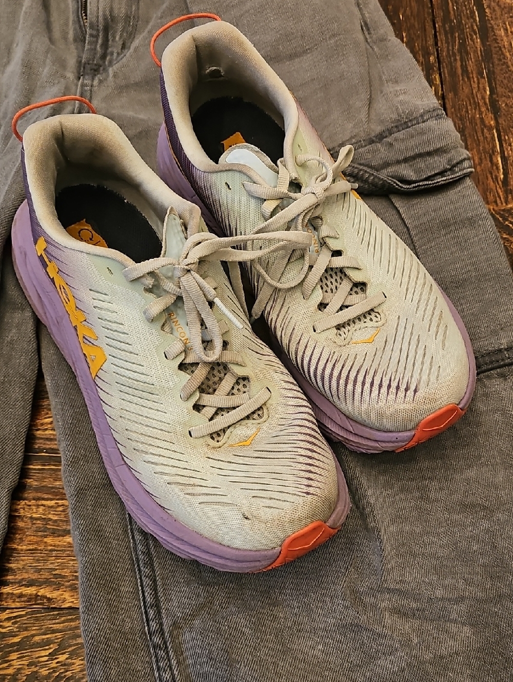Hoka Womens Lavender & Orange Running Shoes - Lightweight Cushioning
